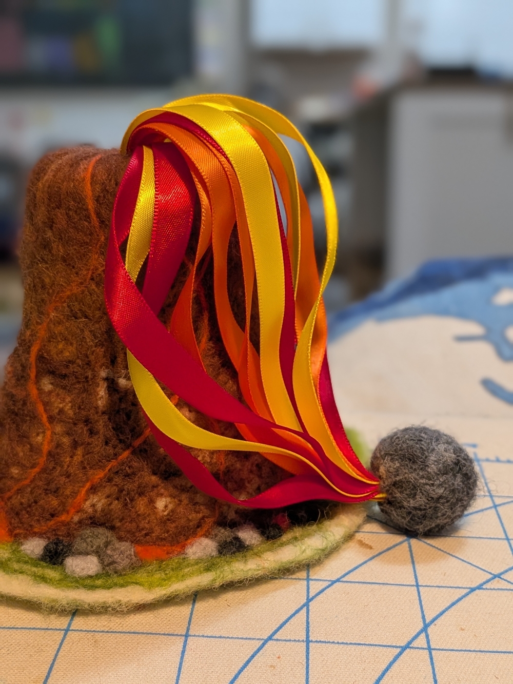 Handmade Needle Felted "Exploding" Volcano Cake Topper - Birthday - Picture 3 of 4